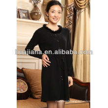 ladies' antipilling cashmere dresses with fur collar